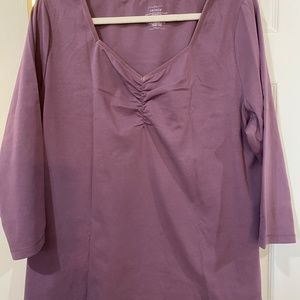 Venezia Plum Pullover Knit Top with Bodice Detail Size 18/20  3/4 Sleeve